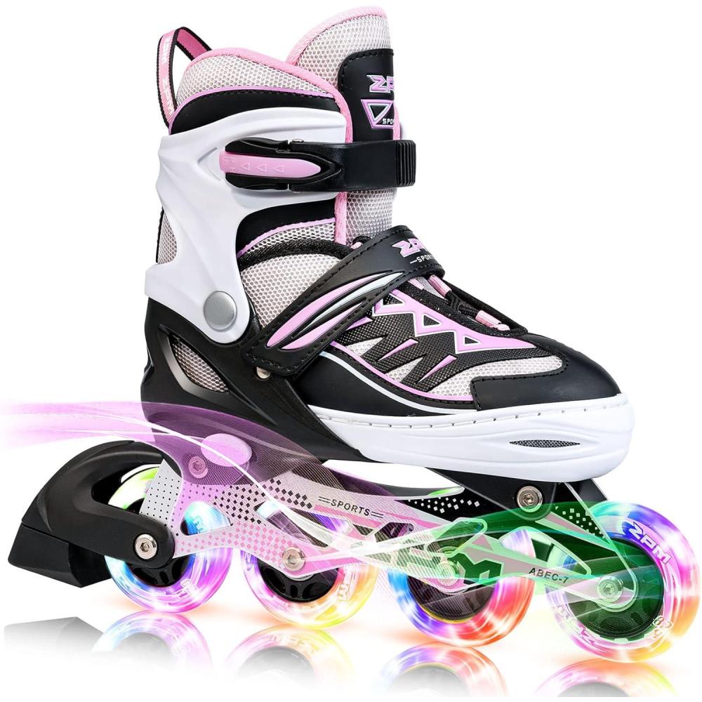 image:image2PM SPORTS Cytia Pink Girls Adjustable Illuminating Inline Skates with Light up Wheels Fun Flashing Beginner Roller Skates for KidsPink