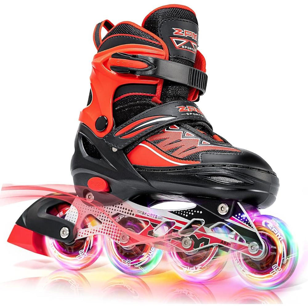 image:image2PM SPORTS Cytia Pink Girls Adjustable Illuminating Inline Skates with Light up Wheels Fun Flashing Beginner Roller Skates for KidsRed