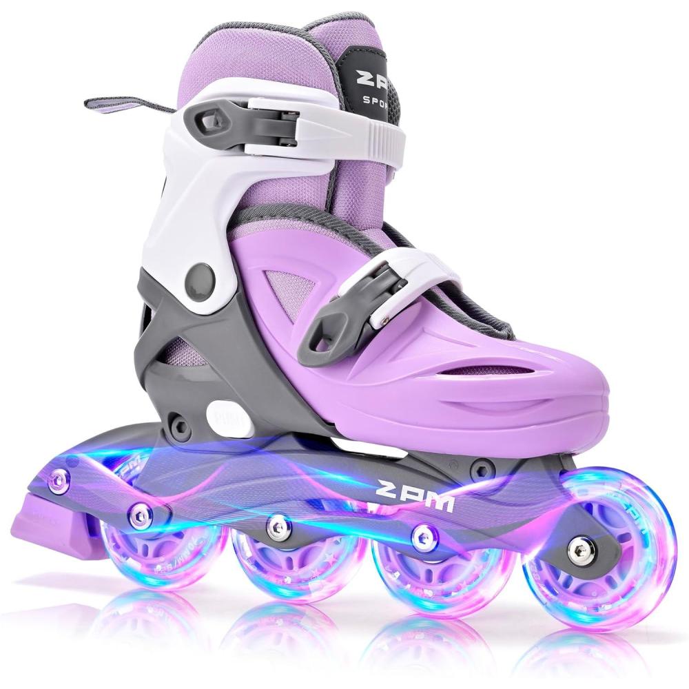 image:image2PM SPORTS Inline Skates with Light Up Wheels Roller Skates Blades for Boys Girls Kids Ages 58 812 46 612 Size Adjustable Beginner Blades Roller SkatesPurple