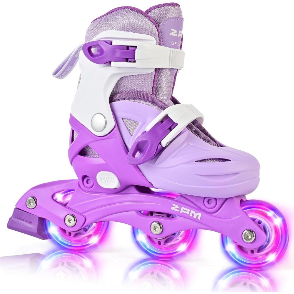 image:image2PM SPORTS Inline Skates with Light Up Wheels Roller Skates Blades for Boys Girls Kids Ages 58 812 46 612 Size Adjustable Beginner Blades Roller SkatesViolet