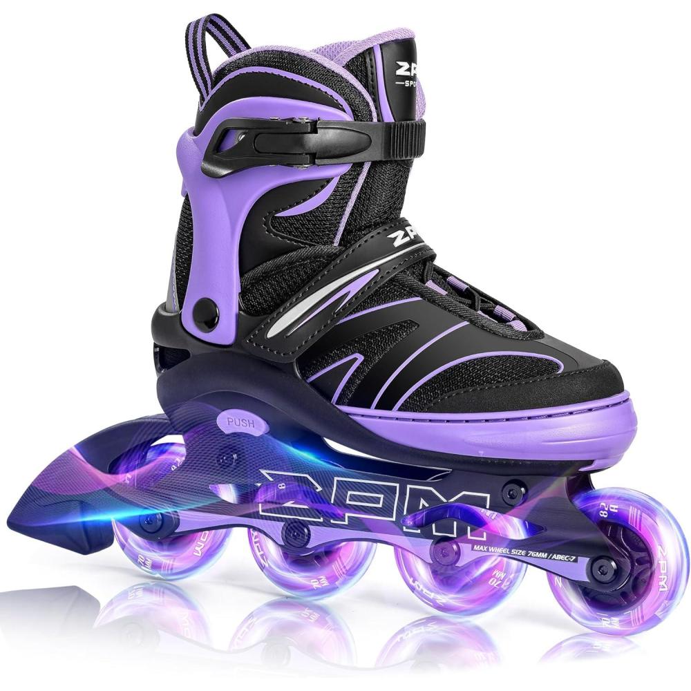 image:image2PM SPORTS Kids Adjustable Inline Skates Ages 412 Youth Inline Skates for Girls Boys 58 812 with Full Light Up Wheels Beginner Women Adult SkatesPurple
