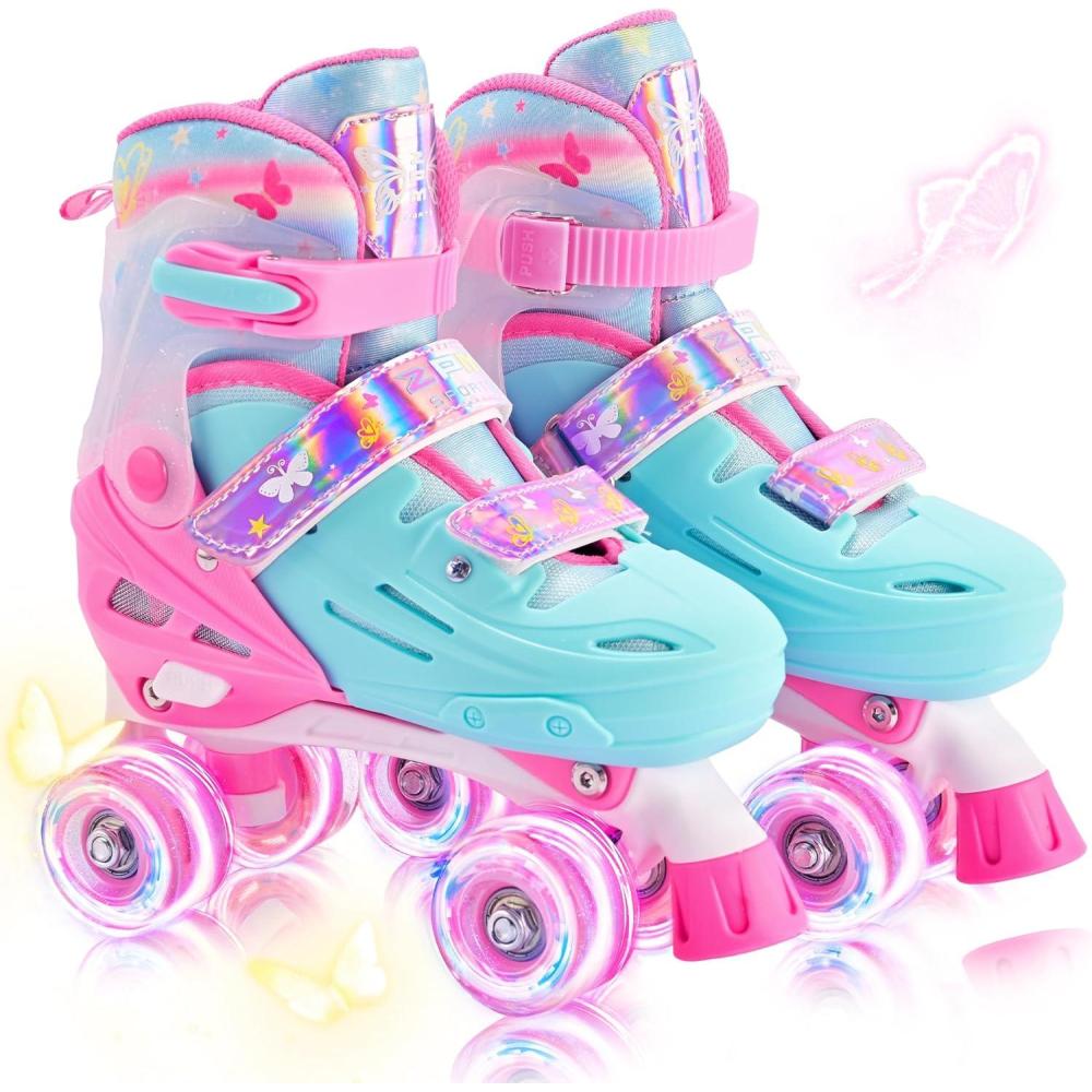 image:image2PM SPORTS Roller Skates for Girls Boys Kids Age 46 58 612 812 with Light Up Wheels Adjustable Youth Rollerskates Size 10C 11C 12C 13C 1 2 3 4 5 6Pink Green