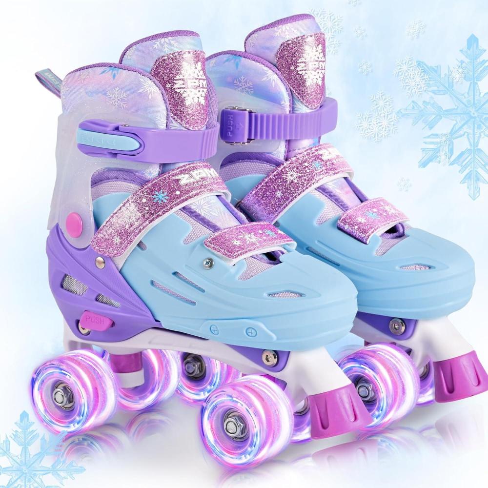 image:image2PM SPORTS Roller Skates for Girls Boys Kids Age 46 58 612 812 with Light Up Wheels Adjustable Youth Rollerskates Size 10C 11C 12C 13C 1 2 3 4 5 6Purple Blue