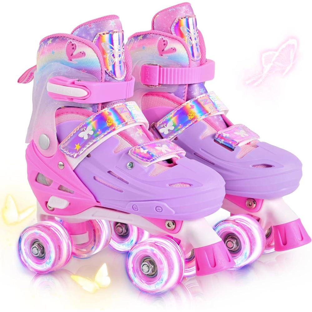 image:image2PM SPORTS Roller Skates for Girls Boys Kids Age 46 58 612 812 with Light Up Wheels Adjustable Youth Rollerskates Size 10C 11C 12C 13C 1 2 3 4 5 6Rose Red