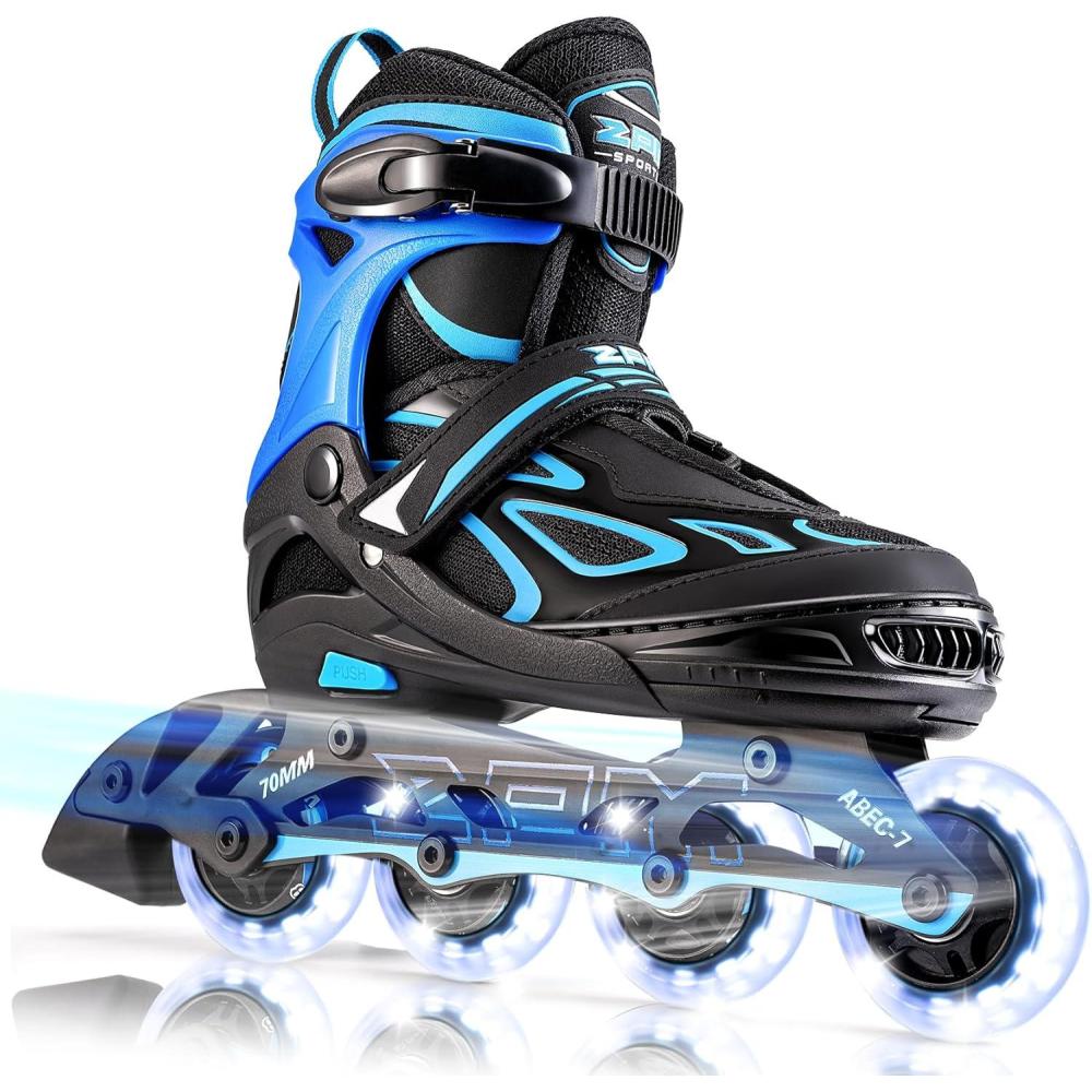image:image2PM SPORTS Vinal Girls Adjustable Flashing Inline Skates All Wheels Light Up Fun Illuminating Skates for Kids Men Adult Women and BoysAzure  Blue
