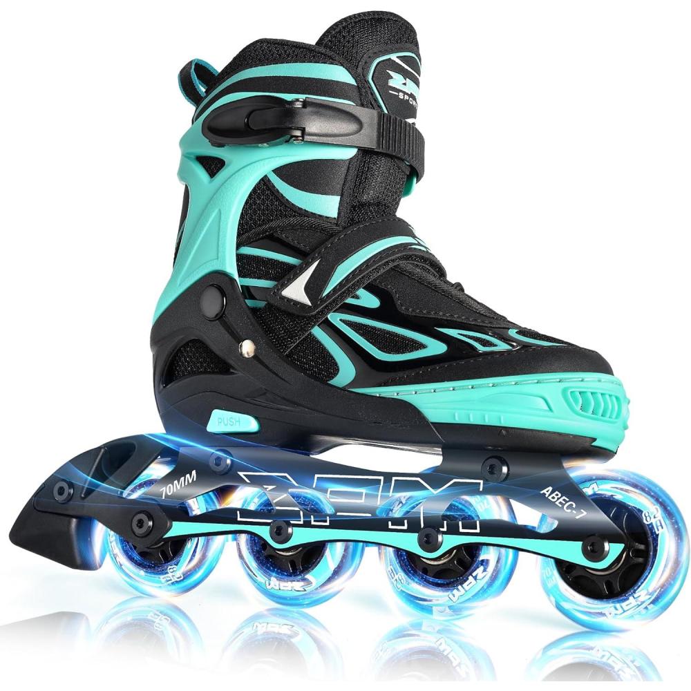 image:image2PM SPORTS Vinal Girls Adjustable Flashing Inline Skates All Wheels Light Up Fun Illuminating Skates for Kids Men Adult Women and BoysMint