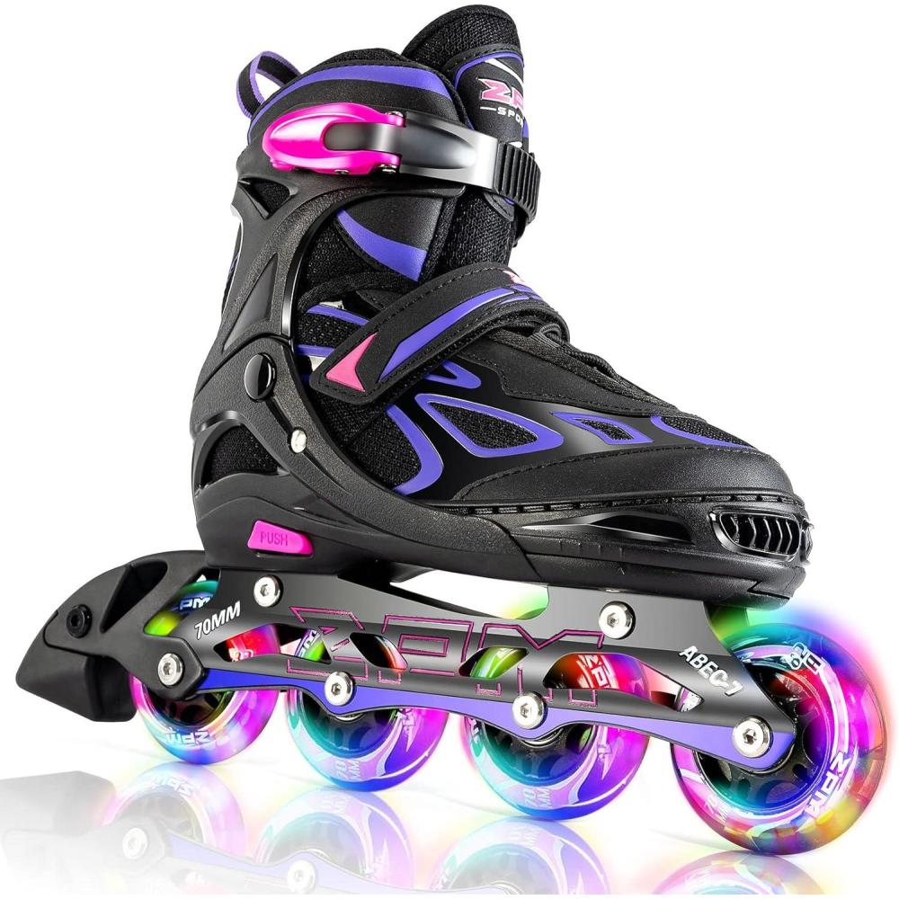 image:image2PM SPORTS Vinal Girls Adjustable Flashing Inline Skates All Wheels Light Up Fun Illuminating Skates for Kids Men Adult Women and BoysViolet  Magenta