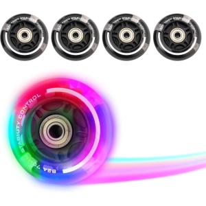 2PM SPORTS 4 Pack 70mm, 82A Inline Skate Wheels with ABEC-7 Bearing, Indoor/Outdoor Inline Skates Wheels – 70 MM(Black)