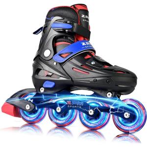 2PM SPORTS Inline Skates for Kids Boys Girls Ages 5-8 8-12 3-5 4-8 6-12 with Light Up Wheels, Adjustable Children’s Roller Skates Blades for Toddler Beginner Youth Indoor Outdoor(Black)