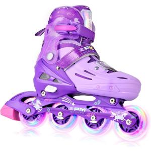 2PM SPORTS Inline Skates for Kids Boys Girls Ages 5-8 8-12 3-5 4-8 6-12 with Light Up Wheels, Adjustable Children’s Roller Skates Blades for Toddler Beginner Youth Indoor Outdoor(Purple)
