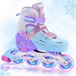 2PM SPORTS Inline Skates for Kids Boys Girls Ages 5-8 8-12 3-5 4-8 6-12 with Light Up Wheels, Adjustable Children’s Roller Skates Blades for Toddler Beginner Youth Indoor Outdoor(Purple Blue)
