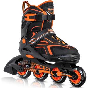 2PM SPORTS Torinx Green Boys Adjustable Inline Skates, Fun Beginner Roller Skates for Kids, Youth, Girls, Men and Women(Orange)