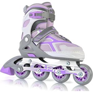 2PM SPORTS Torinx Green Boys Adjustable Inline Skates, Fun Beginner Roller Skates for Kids, Youth, Girls, Men and Women(Violet)