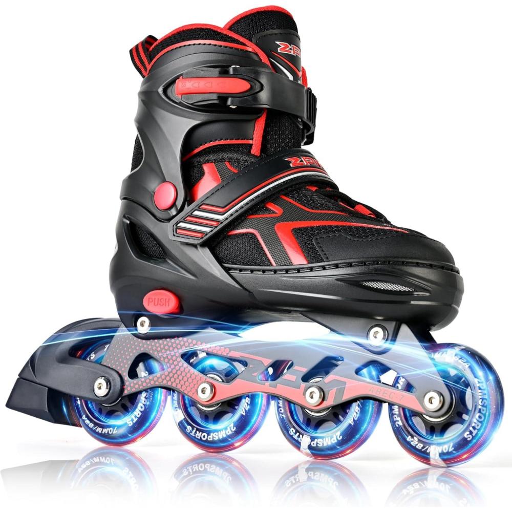 image:image2PM SPORTS Torinx Green Boys Adjustable Inline Skates Fun Beginner Roller Skates for Kids Youth Girls Men and WomenB Red