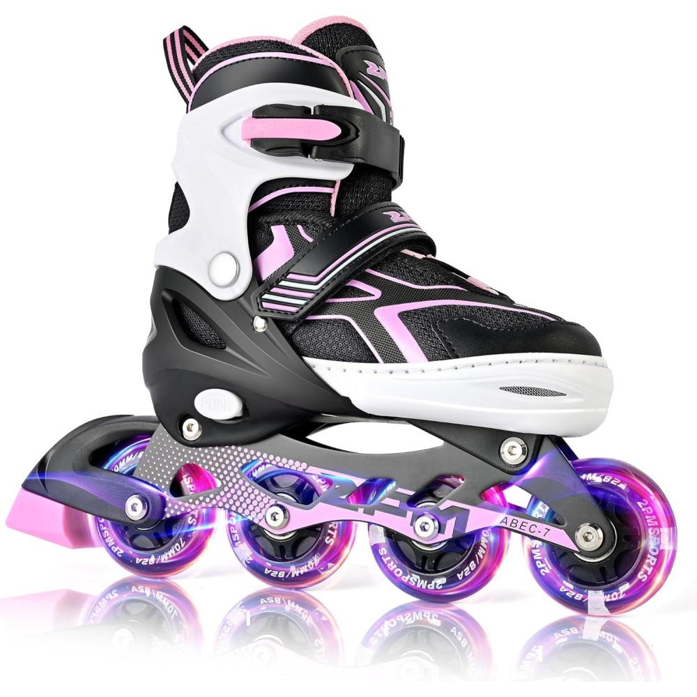 image:image2PM SPORTS Torinx Green Boys Adjustable Inline Skates Fun Beginner Roller Skates for Kids Youth Girls Men and WomenH Black Pink