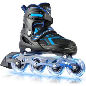 2PM SPORTS Torinx Green Boys Adjustable Inline Skates, Fun Beginner Roller Skates for Kids, Youth, Girls, Men and Women(C Blue)